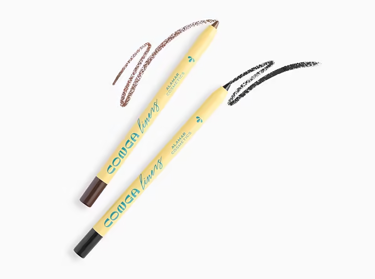 Innovate the Label affordable waterproof eyeliner pencils in brown and black with color swatches