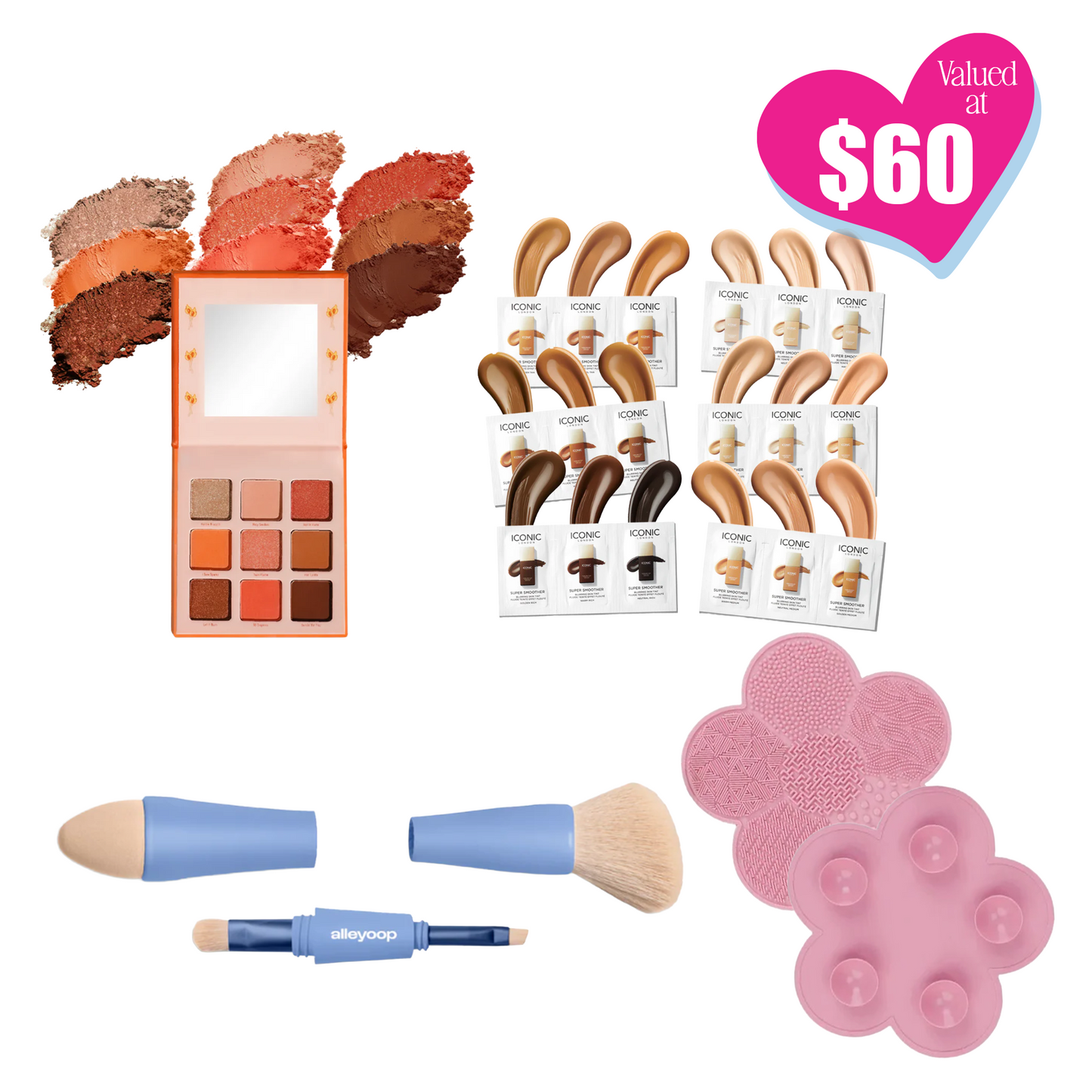 Innovate the Label makeup bundle for glowing skin including eyeshadow palette and application tools