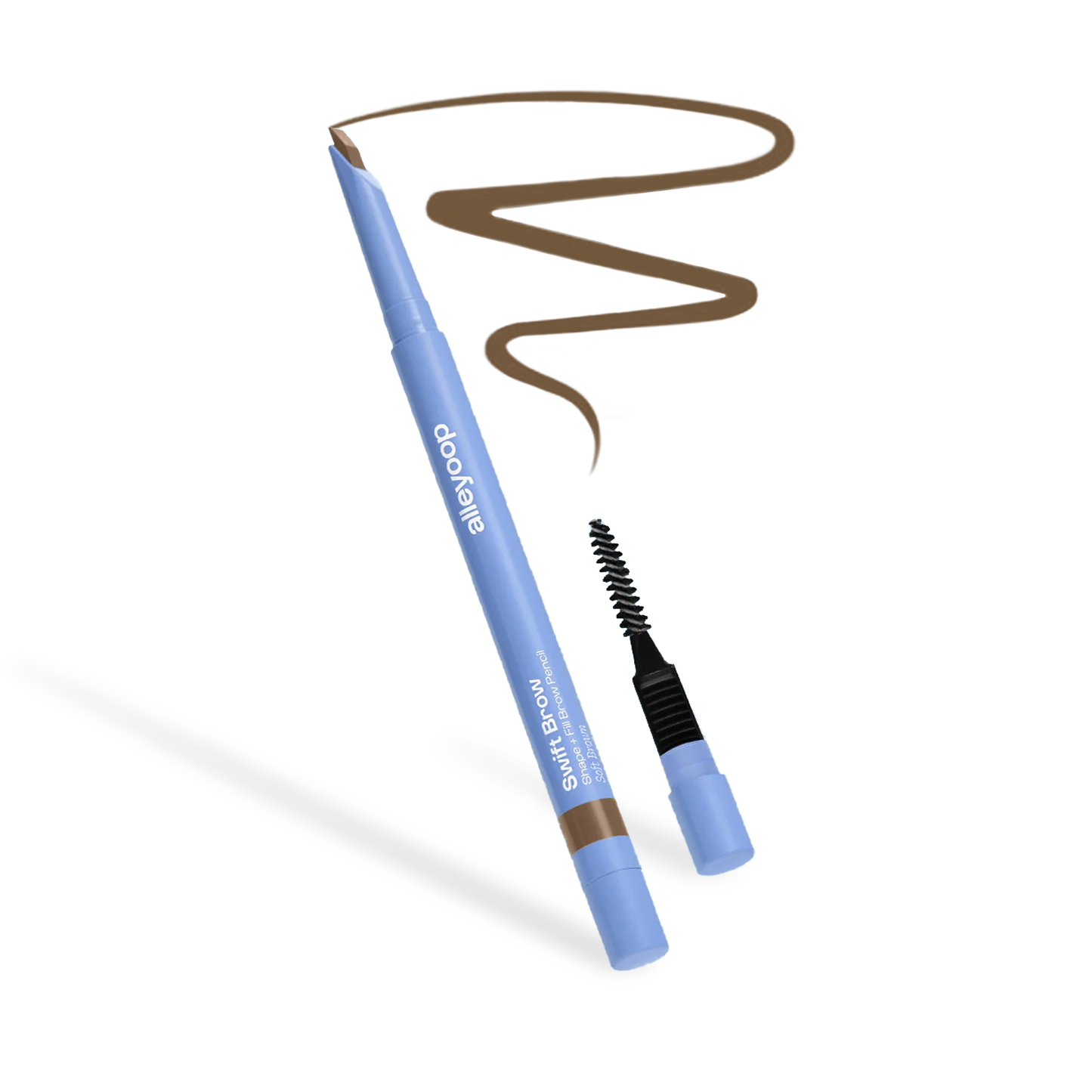 Innovate the Label brow pencil for shaping and filling with spoolie brush and light brown color