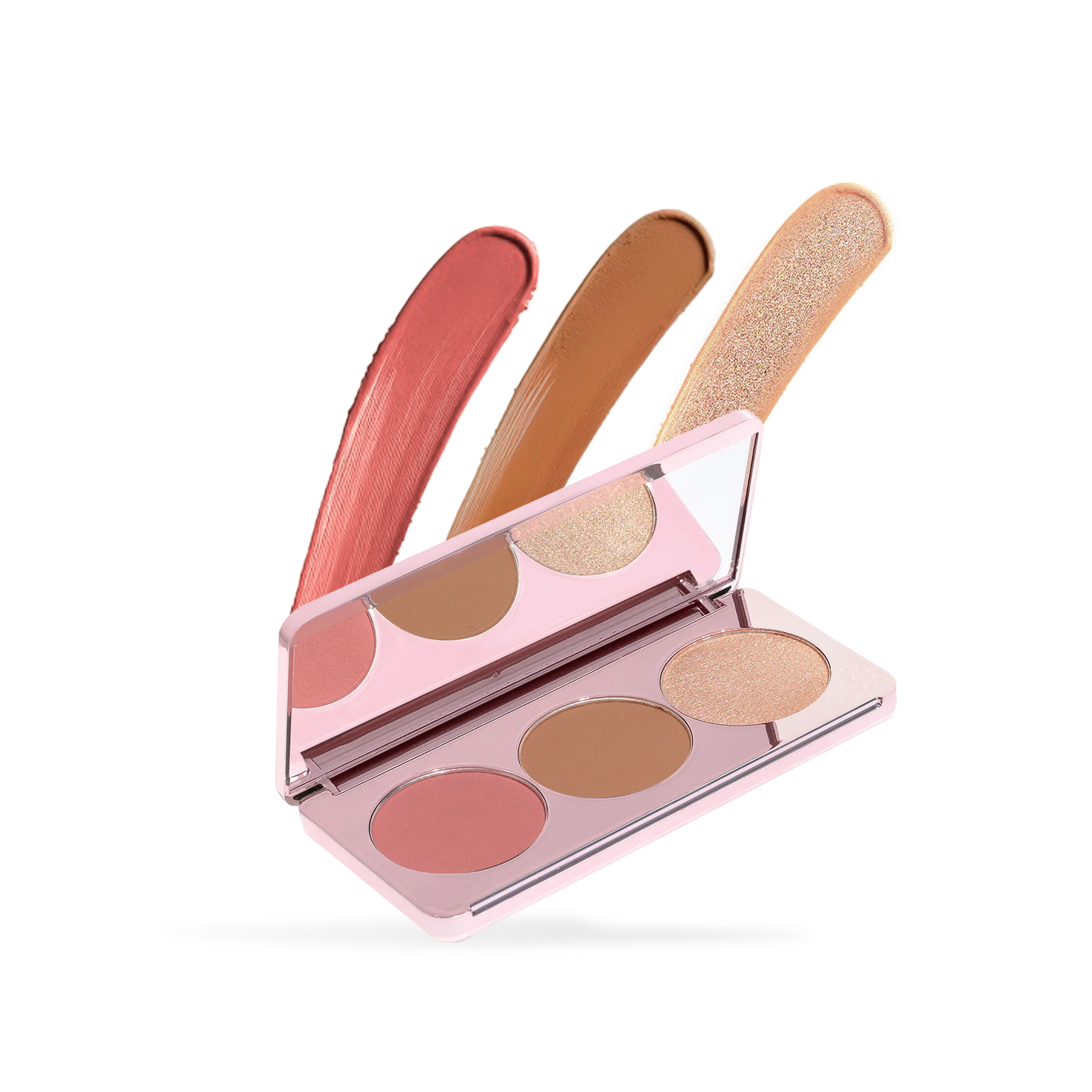 Girlactik Blush Me & Glow Face Palette featuring three smooth shades for a radiant finish