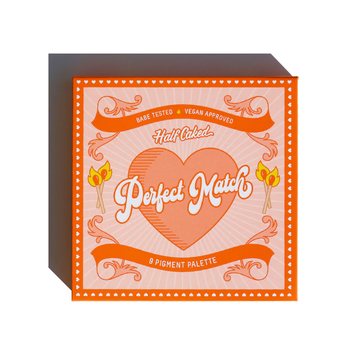 Half Caked Perfect Match 9 Pigment Palette in orange packaging for a makeup bundle for glowing skin