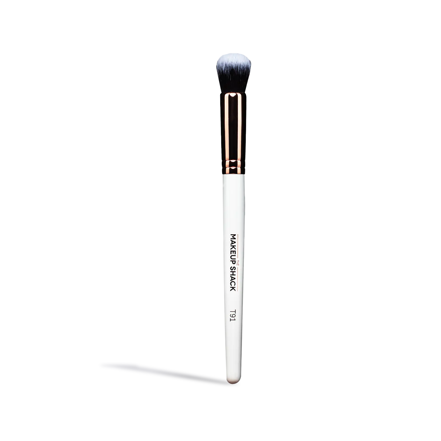 Innovate the Label essential face brush set single white brush with black bristles and rose gold ferrule