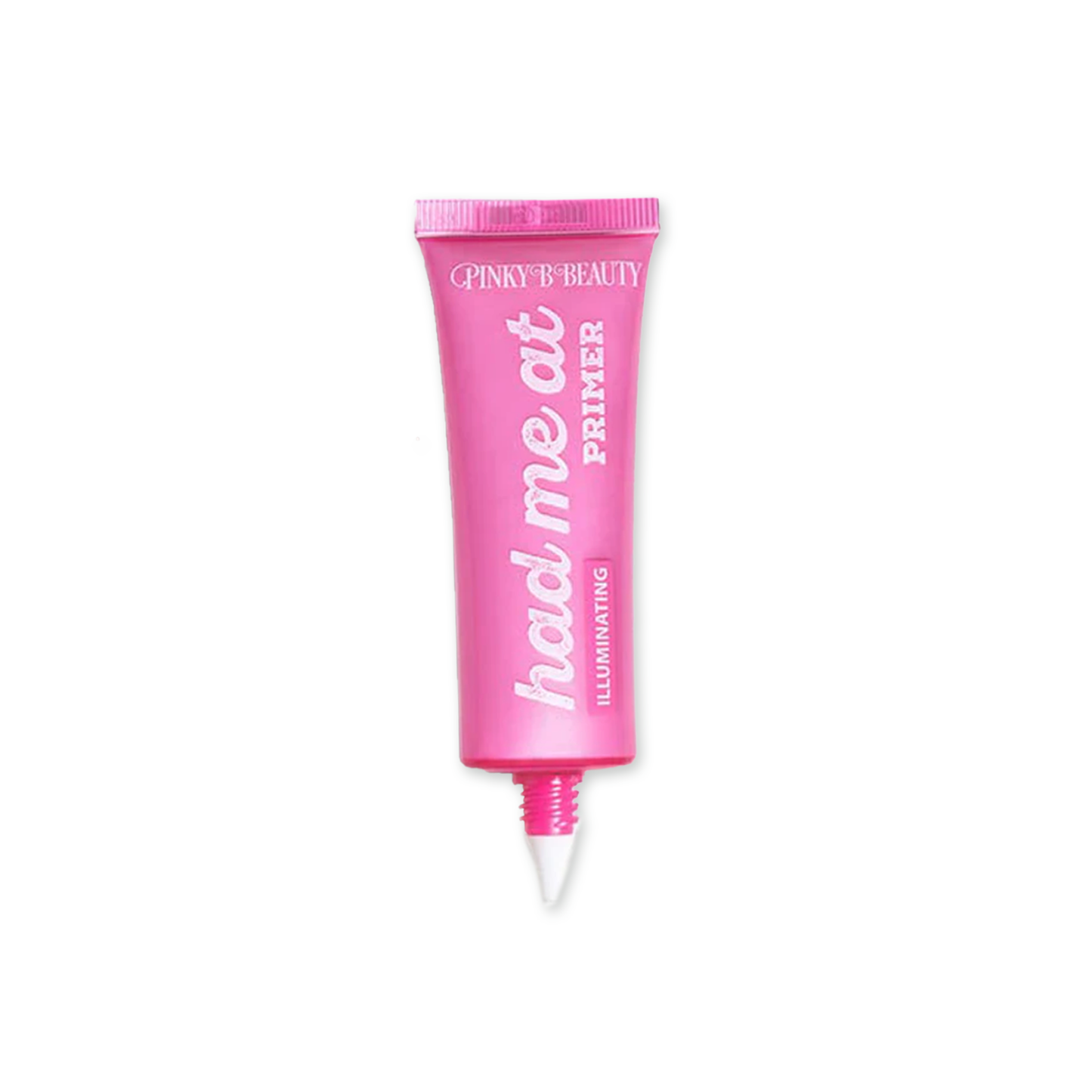 Pinky's Beauty pink tube of illuminating face primer with pointed applicator tip