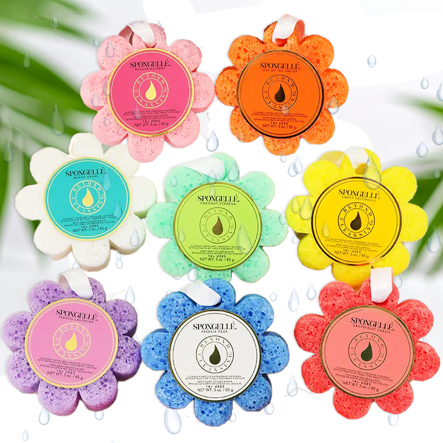 Colorful Spongelle Wildflowers soap sponges in various shapes for versatile bathing options