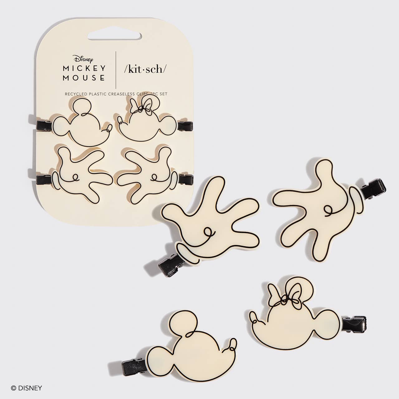 Kitsch X Mickey & Minnie Recycled Creaseless Clips 4pc Set