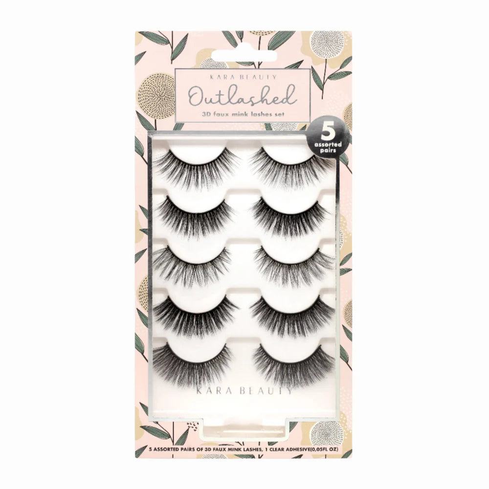 FT-08 Kara Beauty OUTLASHED 3D Faux Mink Lashes 5 PAIRS ASSORTED