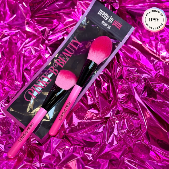 Pinky B Beauty Brush Duo Face & Contour Pretty in Pink 2-Piece Set