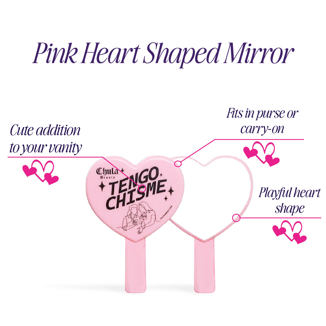 Pink Heart-Shaped Makeup Mirror by Chula Beauty