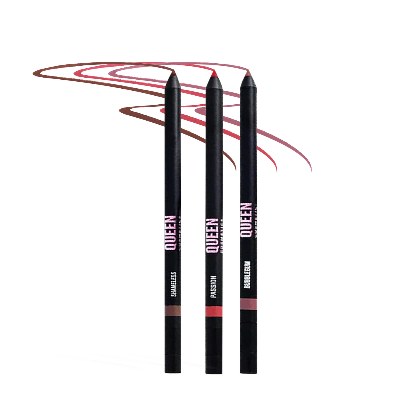 Creamy, Long-Wear Lip Liner by Queen Cosmetics – “On Lock” Retractable with Built-In Sharpener