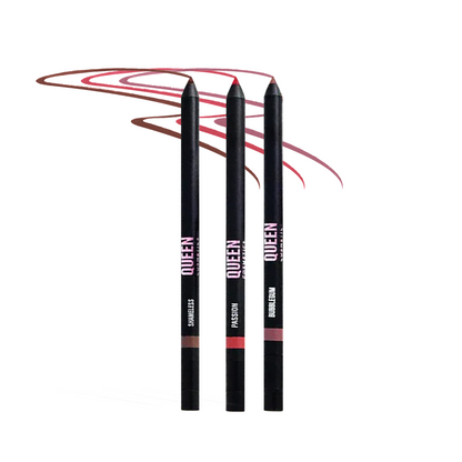 Creamy, Long-Wear Lip Liner by Queen Cosmetics – “On Lock” Retractable with Built-In Sharpener
