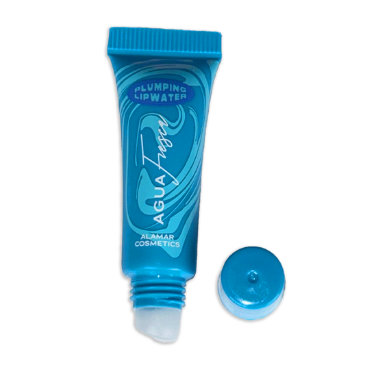 Alamar Cosmetics Agua Fresca Plumping Lip Water in Blue, an affordable lip plumper for a glossy finish