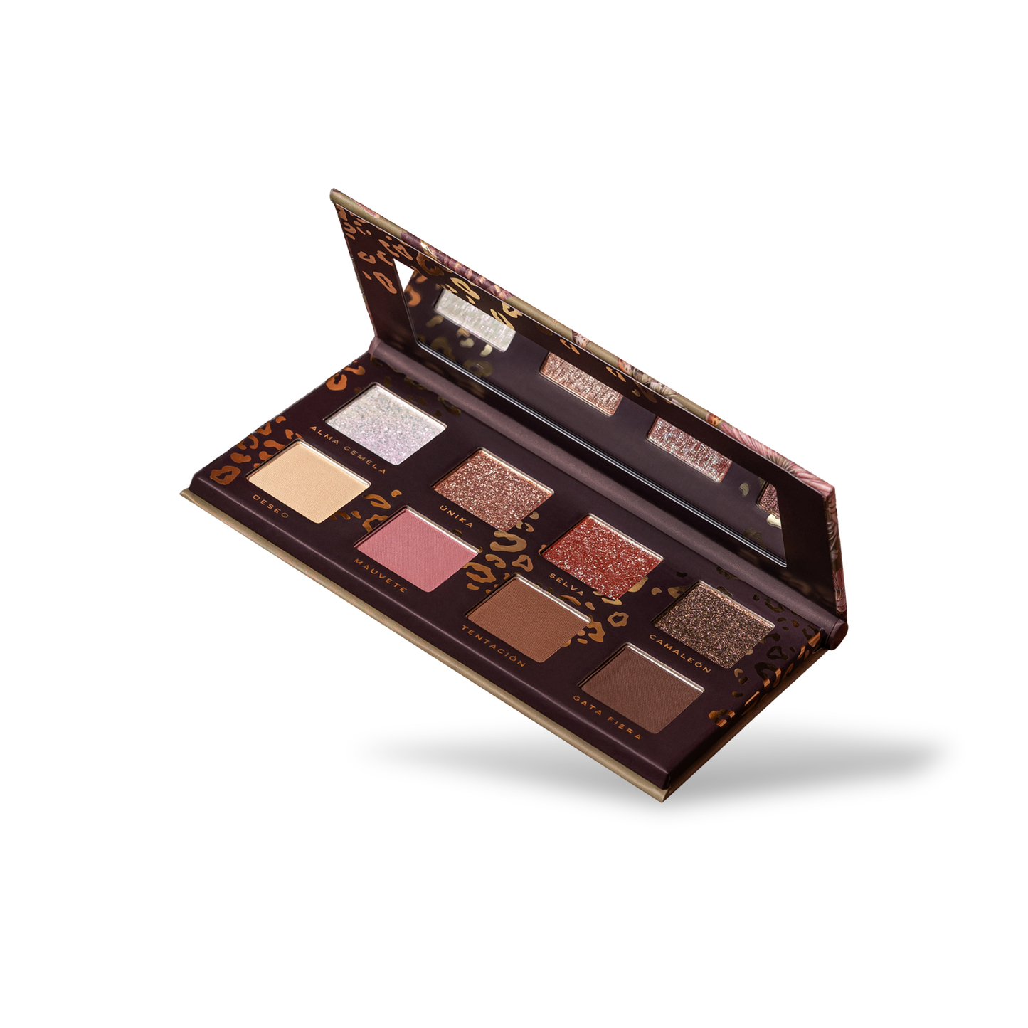 Alamar DesNudeAs Exotica palette featuring shimmering and matte eyeshadows in a sleek compact design