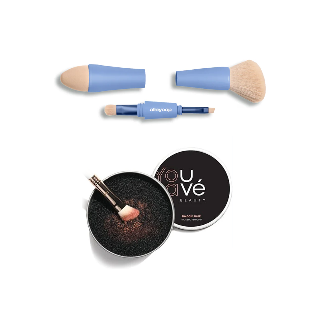 Fast Bundle 2 piece beauty bundle including makeup remover sponge and double-sided applicator brushes