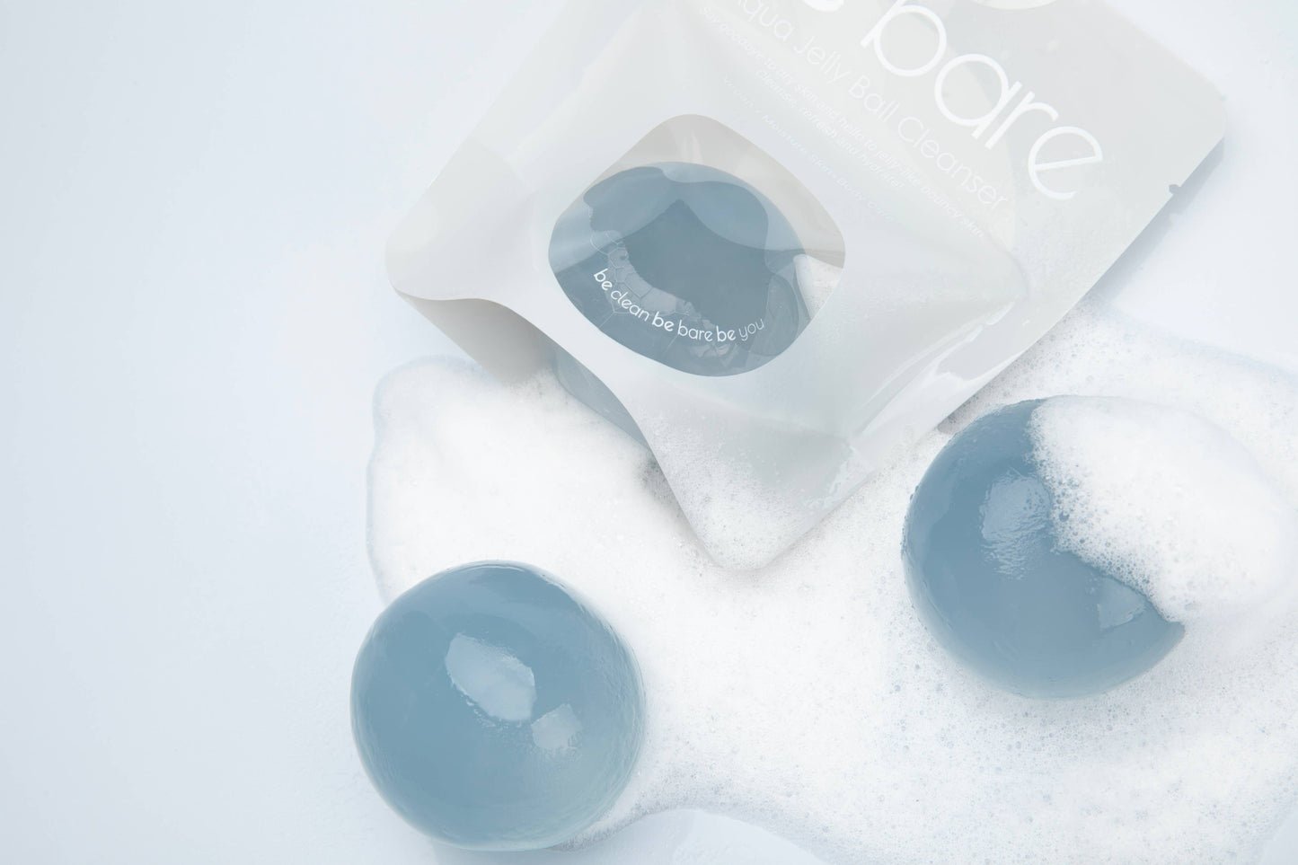 Naisture aqua jelly ball cleanser translucent blue foaming jelly balls with resealable pouch for gentle cleansing