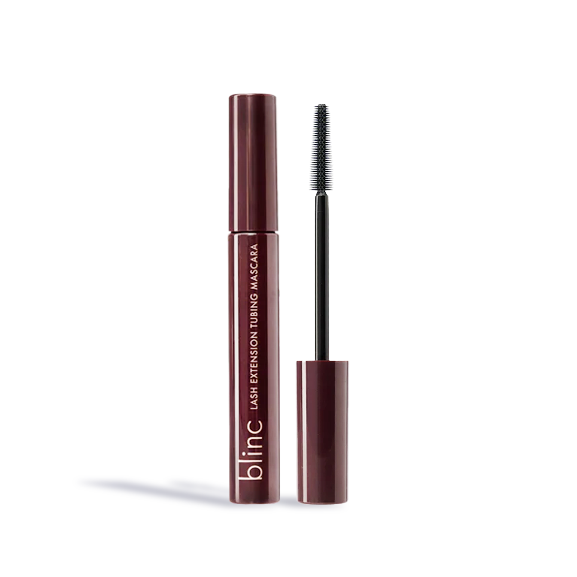 Innovate the Label tubing mascara for sensitive eyes with sleek dark maroon packaging and precision brush