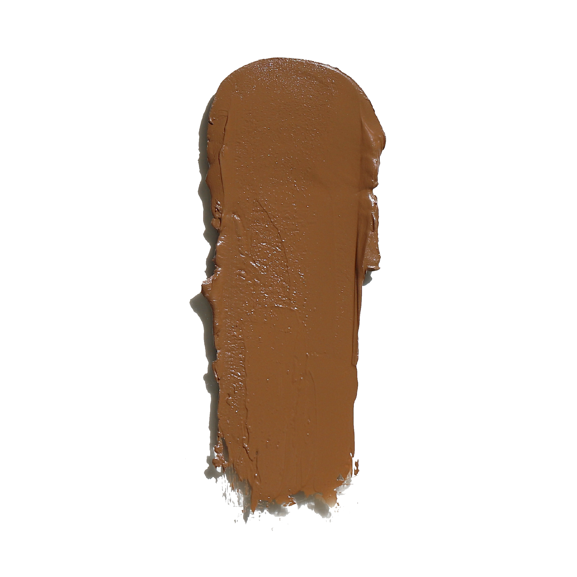 Swatch of brown cream bronzer for face with smooth texture on white background