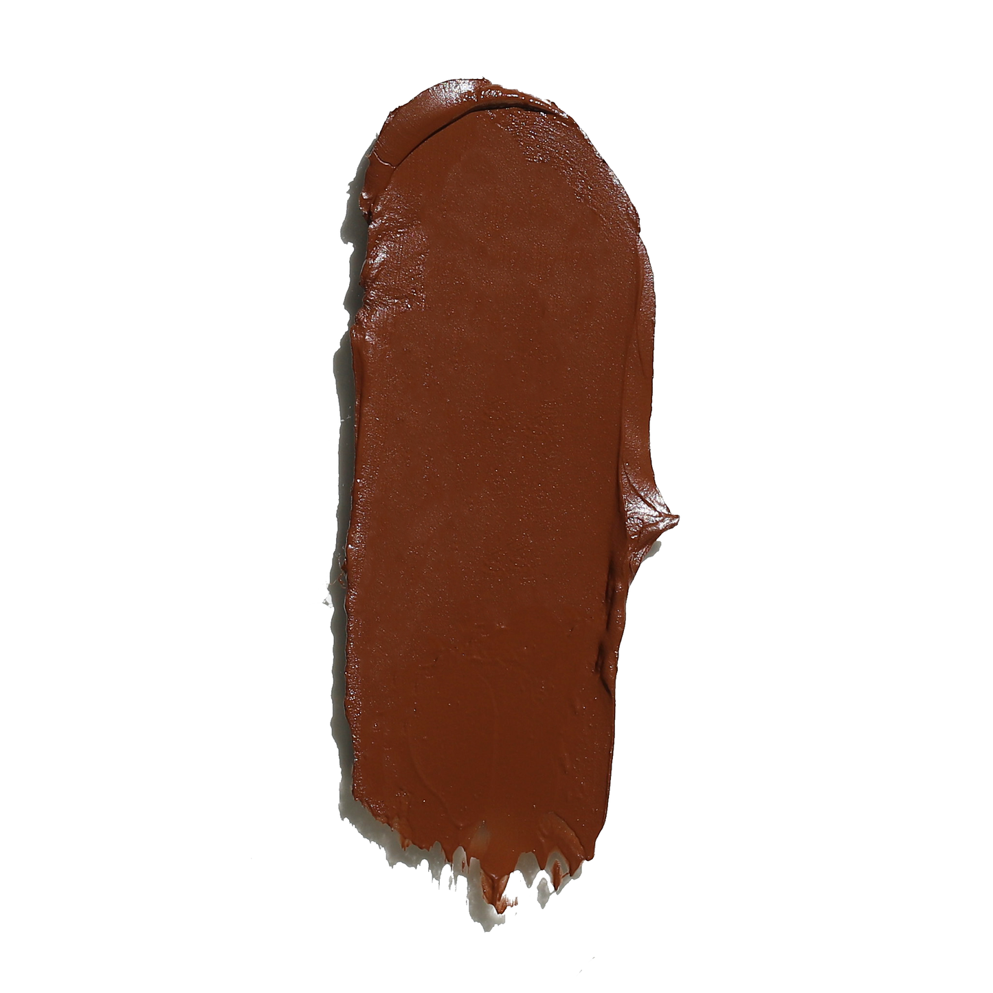 Rich brown cream bronzer for face swatch with smooth creamy texture on white background