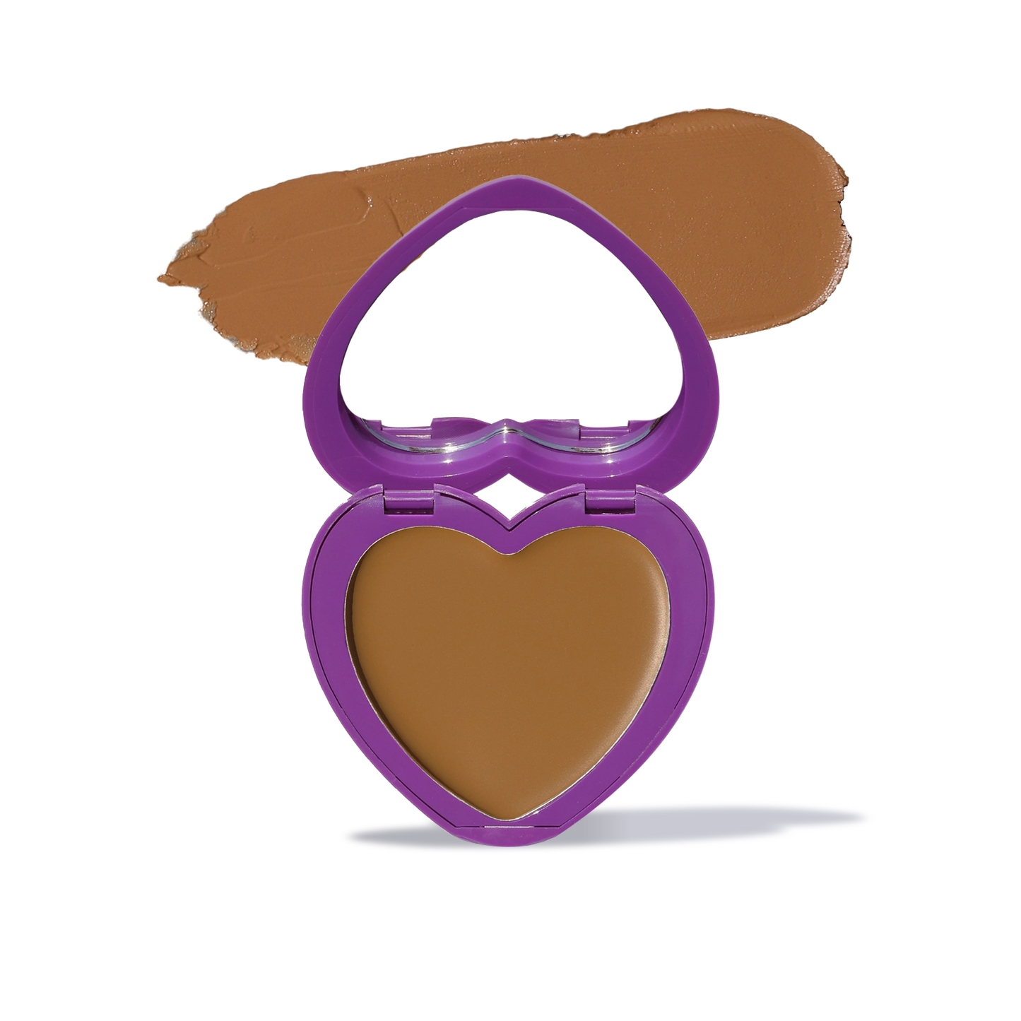Innovate the Label cream bronzer for face in heart-shaped purple compact with smooth texture swatch