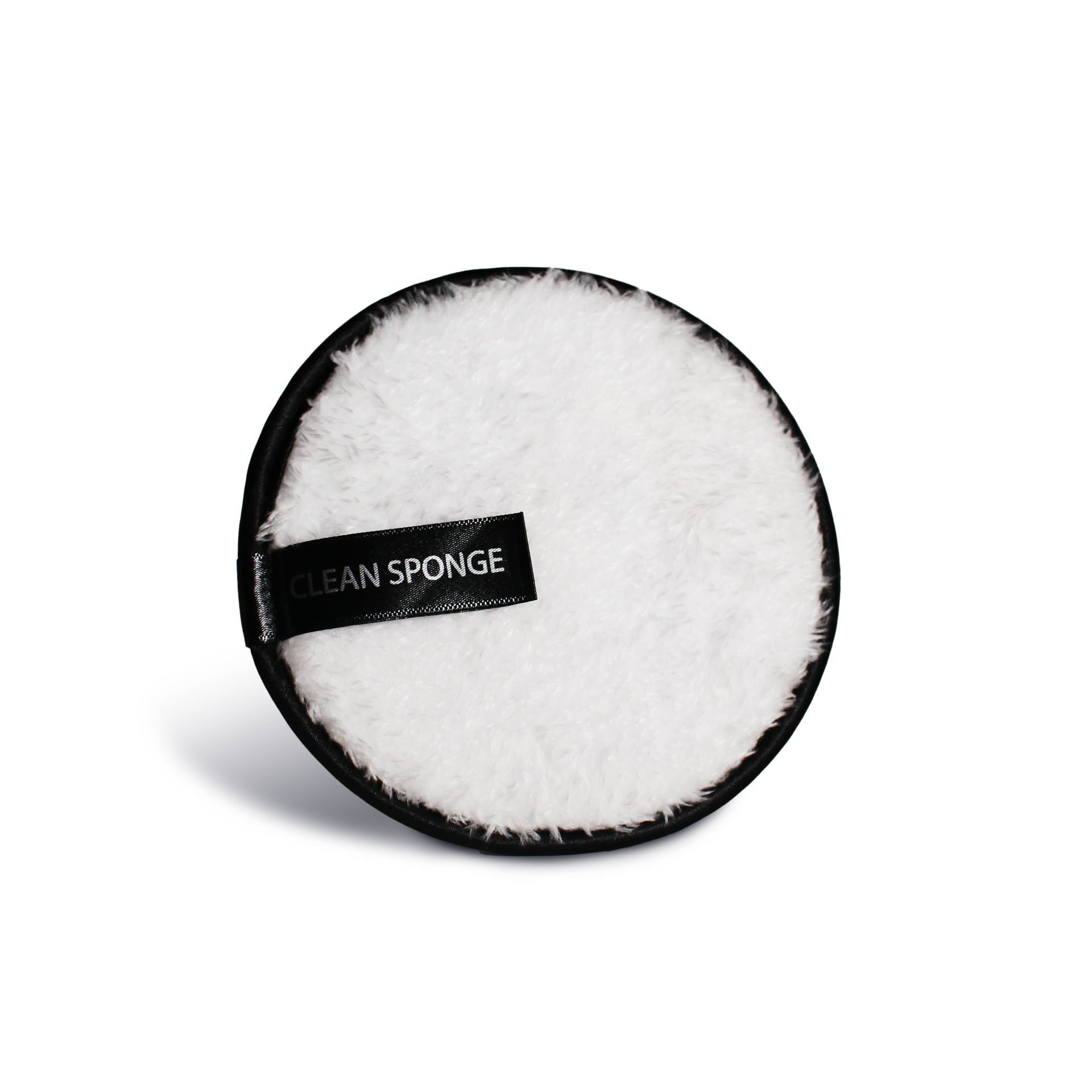 Innovate the Label eco-friendly makeup remover pad with soft white microfiber and black edge trim