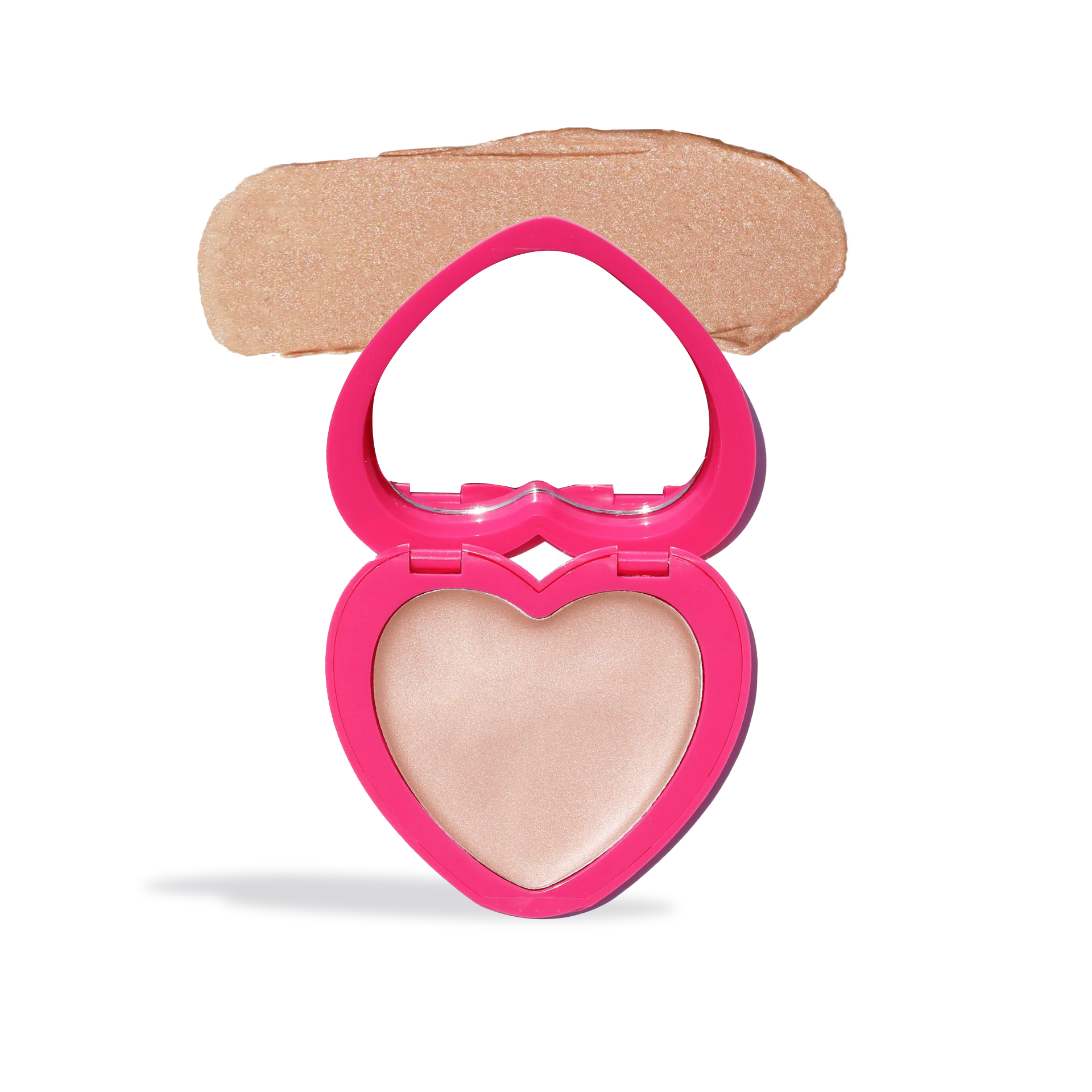 Innovate the Label Beauty Bundles cream highlighter makeup in heart-shaped pink compact with shimmering beige shade