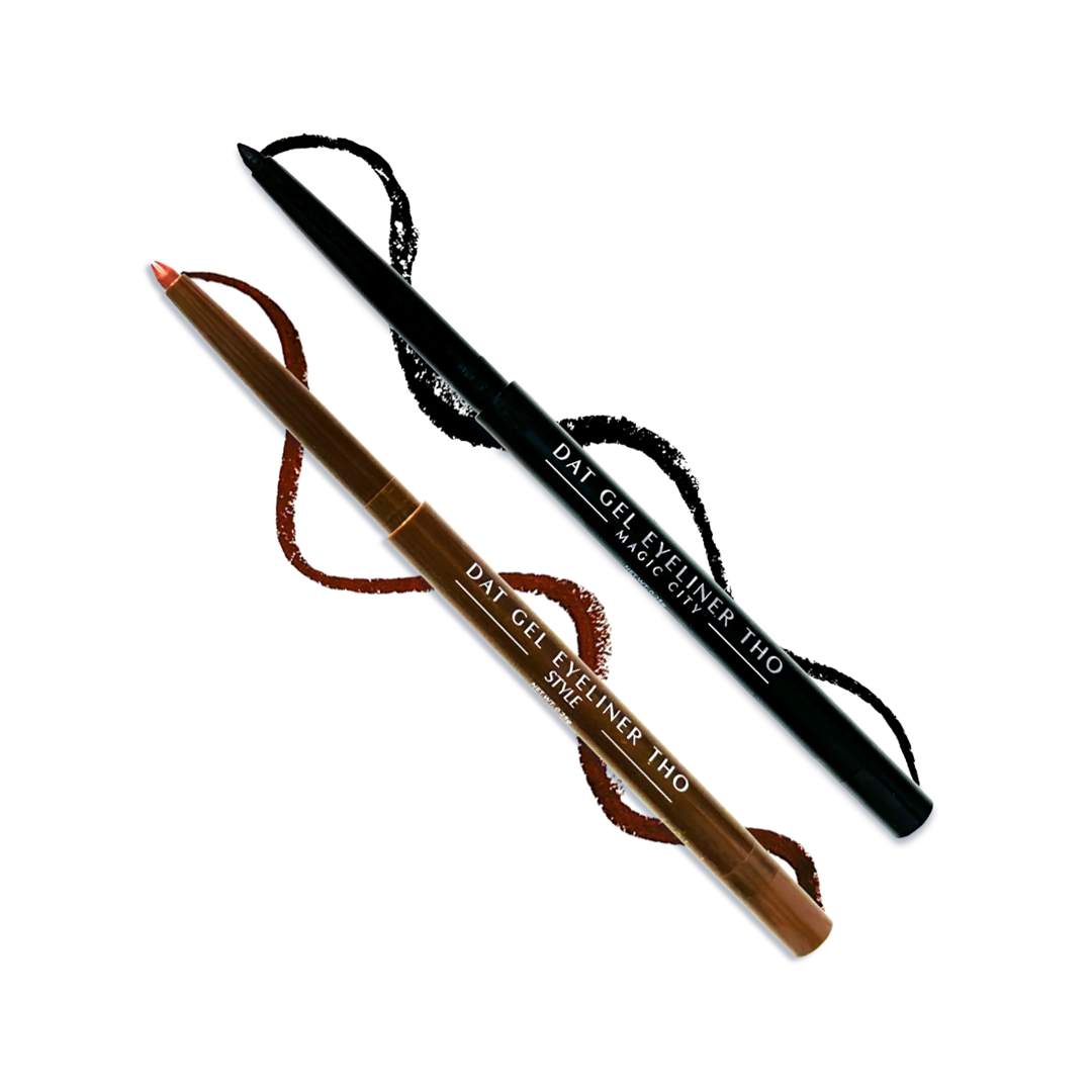 Fast Bundle 2 piece beauty bundle with black and brown gel eyeliners and matching swatches