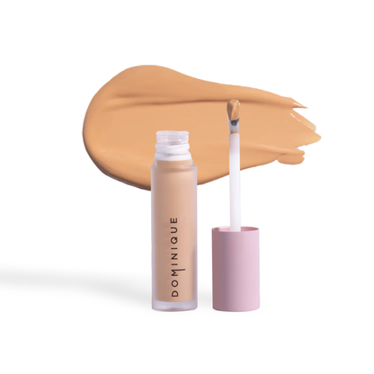 Dominique Cosmetics concealer by Innovate the Label with applicator wand and beige swatch