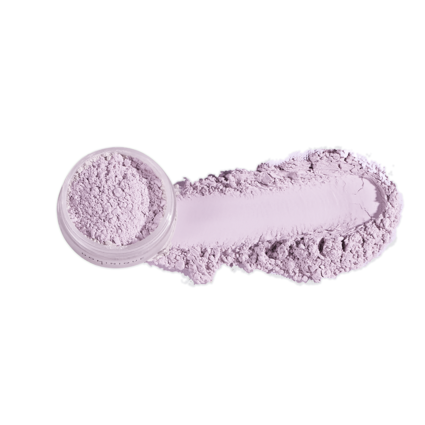 Dominique Cosmetics setting powder in light lavender shade with loose powder texture by Innovate the Label