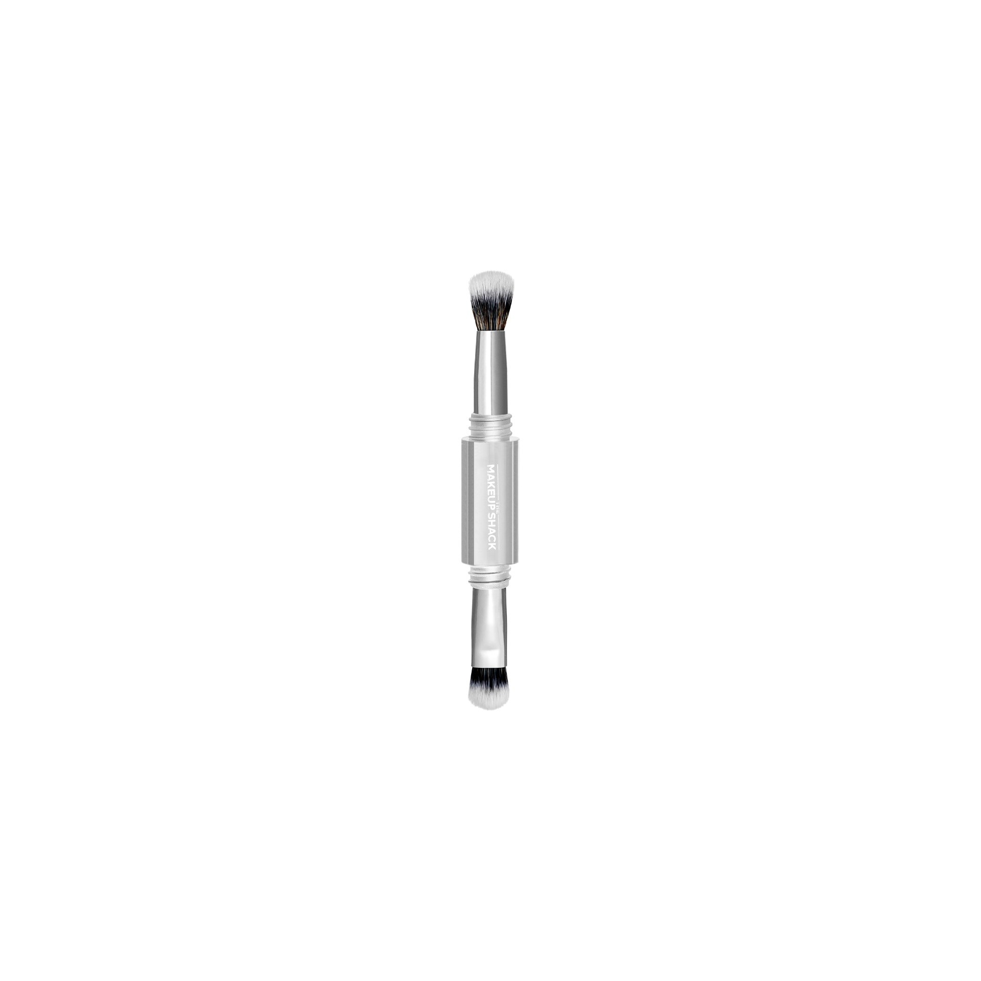 The Makeup Shack 4 in 1 travel makeup brush with dual-ended soft bristles for easy makeup application