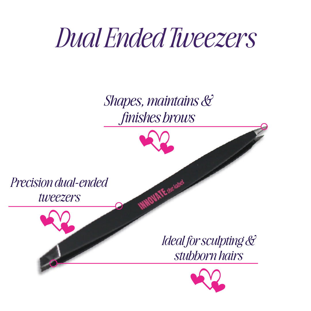 Dual-Ended Tweezers – Innovate The Label’s Precision Tool for Effortless Brow Shaping & Detailing