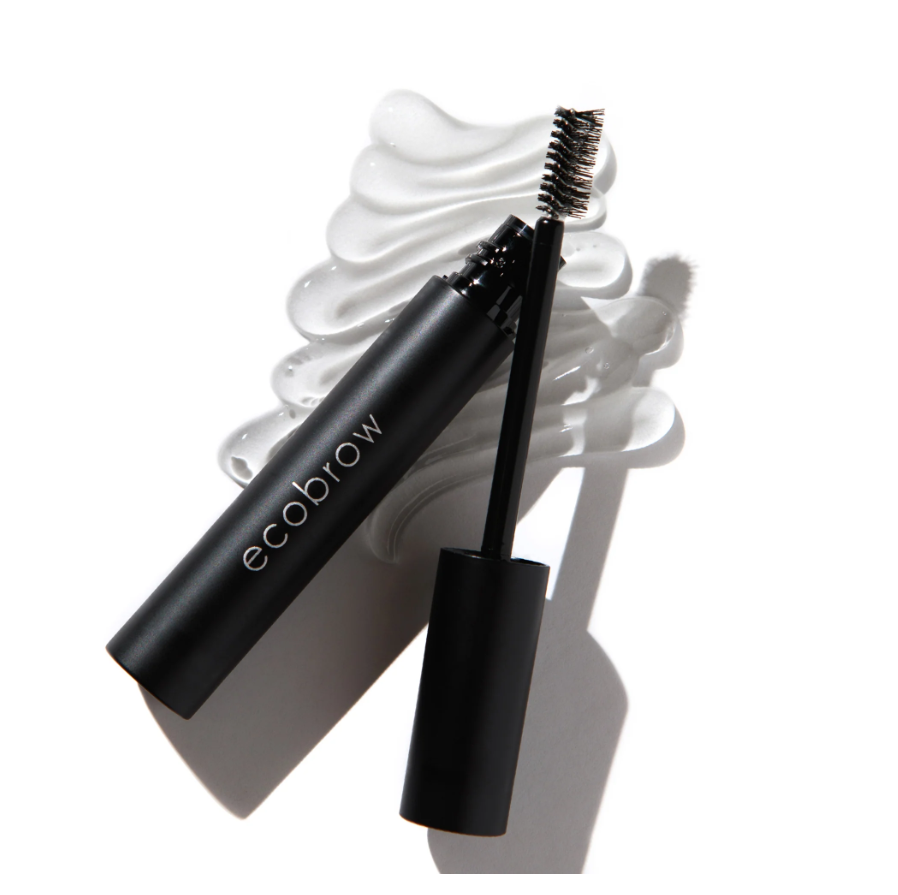 Innovate the Label ecobrow clear eyebrow gel with black brush applicator on white background