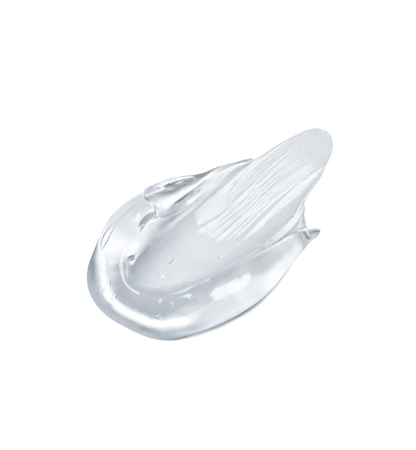 Clear eyebrow gel smooth texture swatch on white background for eyebrow styling