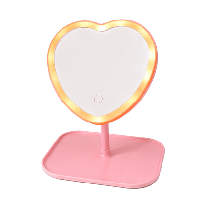 Love Yourself! Heart Shaped Tabletop LED Mirror