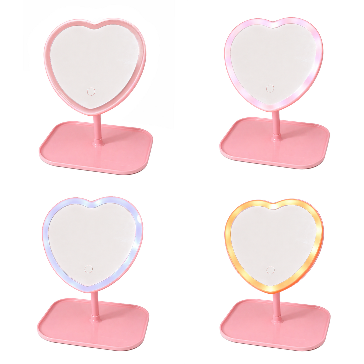 Love Yourself! Heart Shaped Tabletop LED Mirror