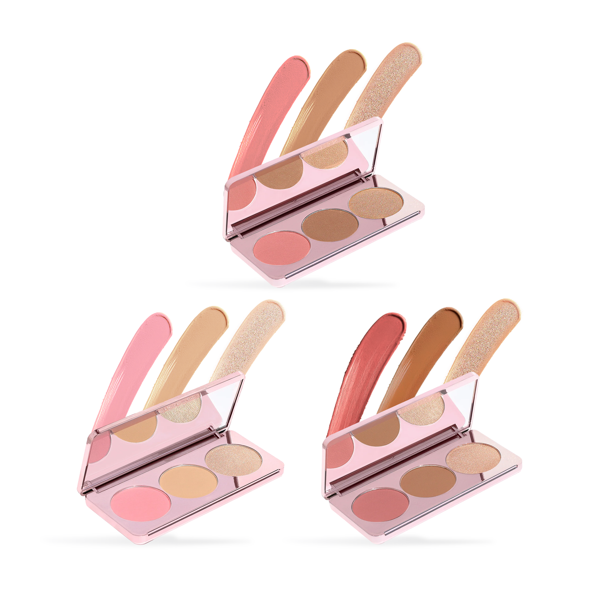 Girlactik Blush Me & Glow Face Palette with three shades for a radiant glow and versatile looks