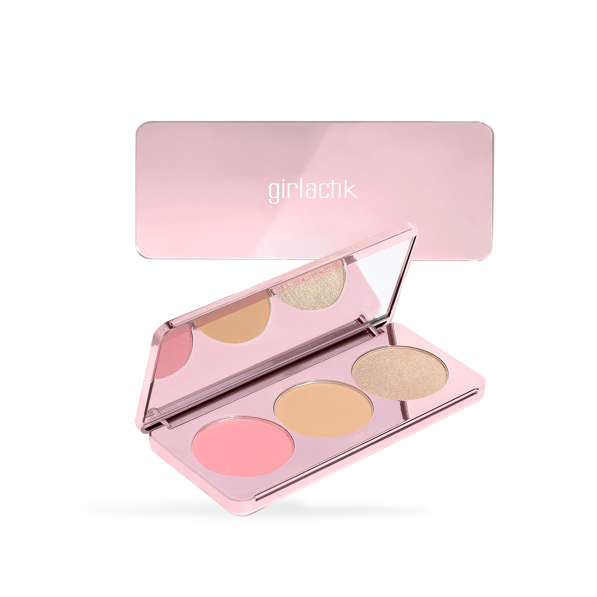 Girlactik Blush Me & Glow Face Palette with three shades for a radiant, glowing complexion