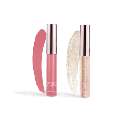 Fast Bundle 2 piece beauty bundle with matte pink lip paint and shimmering lip gloss