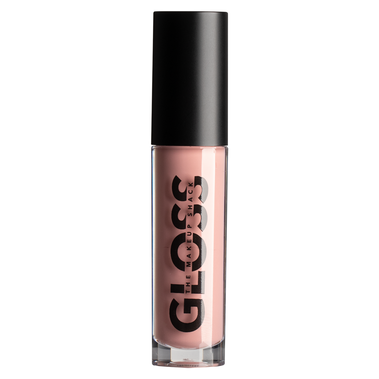 Innovate the Label light pink nude lip gloss in clear tube with black cap for glossy lips