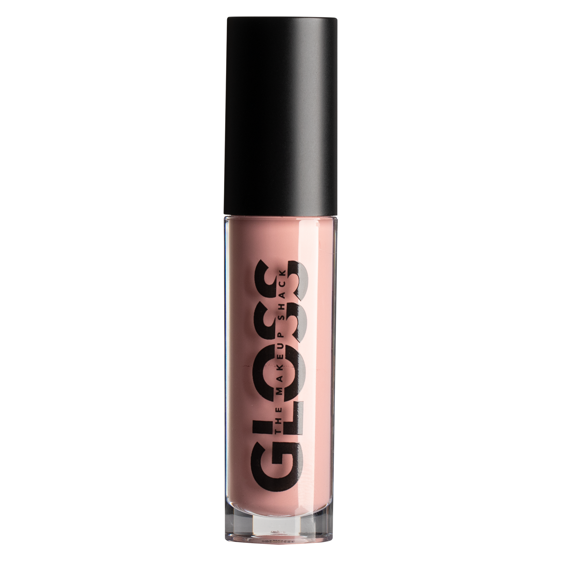 Innovate the Label light pink nude lip gloss in clear tube with black cap for glossy lips