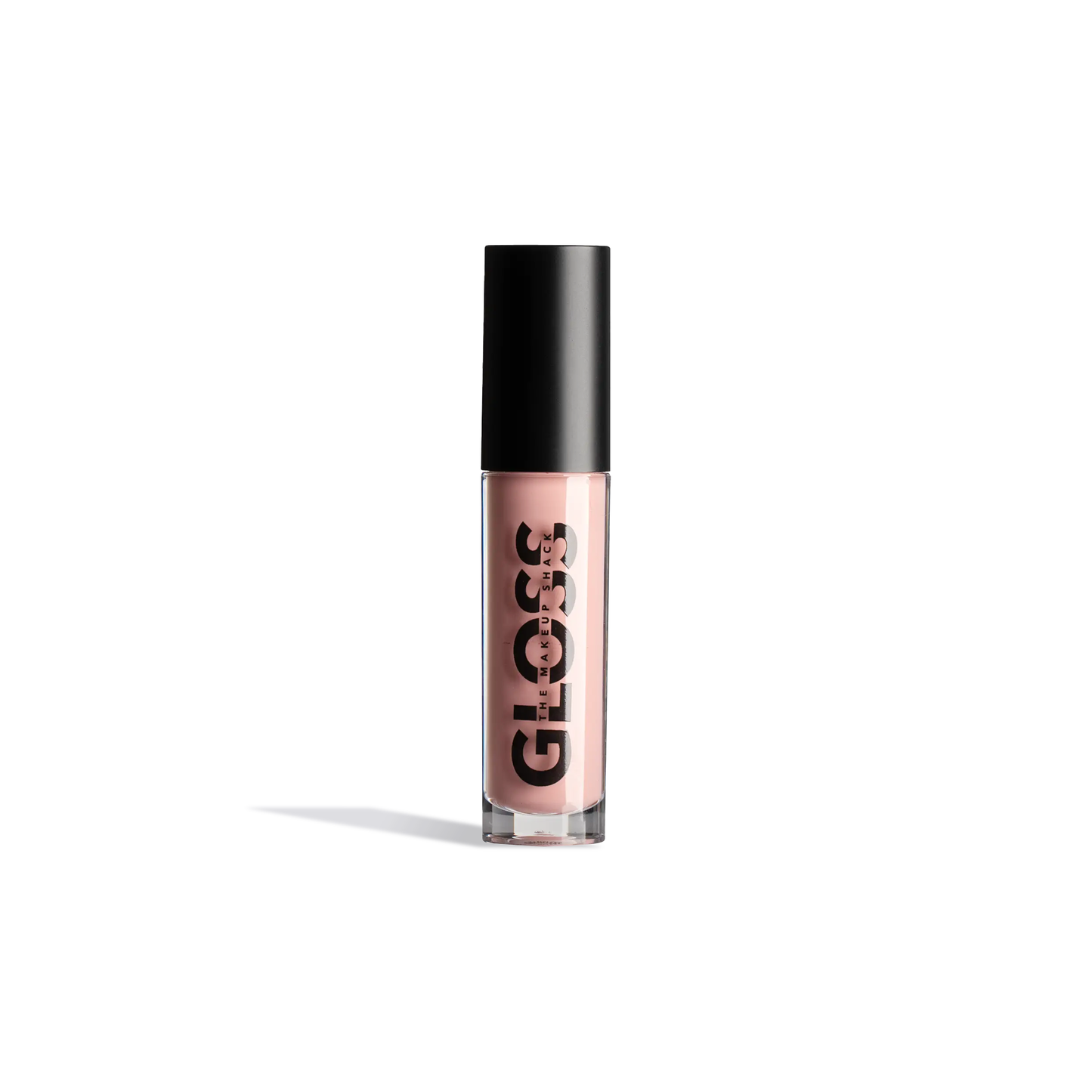 Innovate the Label light pink nude lip gloss in clear tube with black cap and bold black lettering