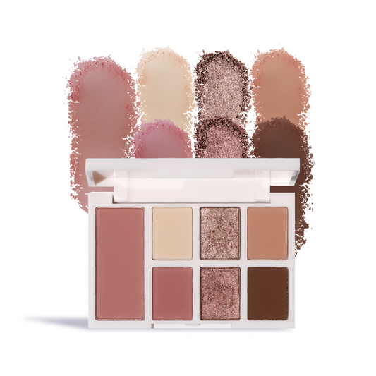 Innovate the Label dual eye and cheek palette with neutral matte and shimmer shades in a compact case