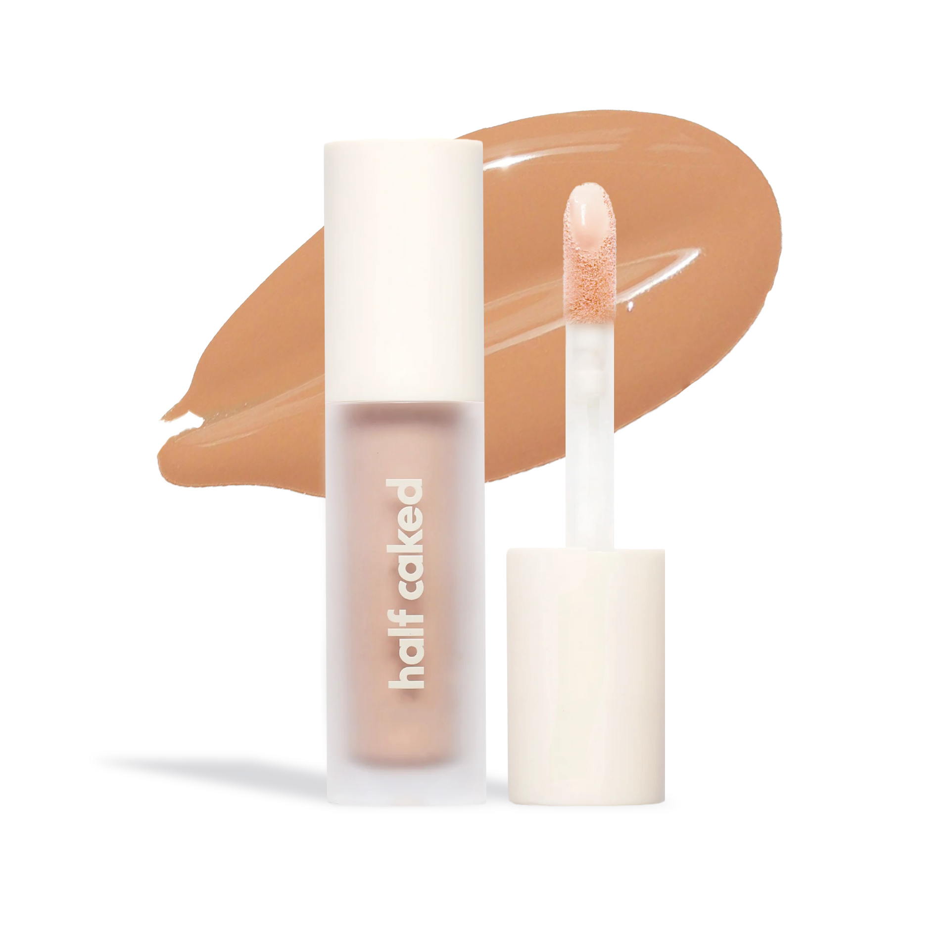 Innovate the Label half caked concealer with applicator and swatch under eye brightener for dark circles