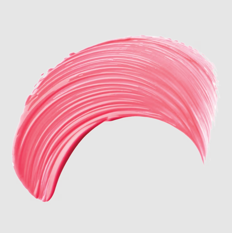 Smooth brush stroke of Iconic London sheer blush in vibrant pink shade on white background