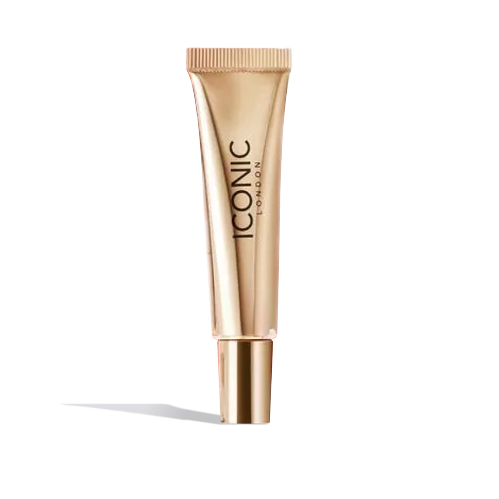Iconic London sheer blush in a sleek gold tube with minimalist branding from Innovate the Label LLC
