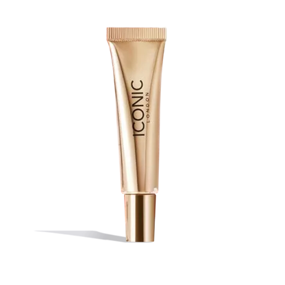 Iconic London sheer blush in a sleek gold tube with minimalist branding from Innovate the Label LLC