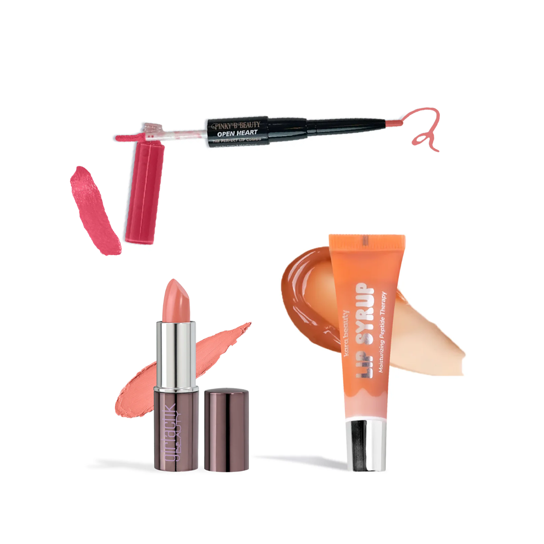 Fast Bundle makeup set featuring lipstick, lip gloss, and liquid lip color to build your own beauty bundle