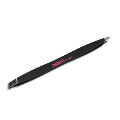 Innovate the Label black dual ended tweezers for eyebrows with angled and pointed tips for precision grooming