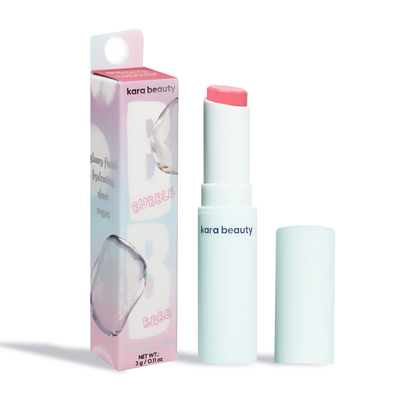 Kara Beauty strawberry gloss stick in pastel mint tube with box hydrating sheer pink lip