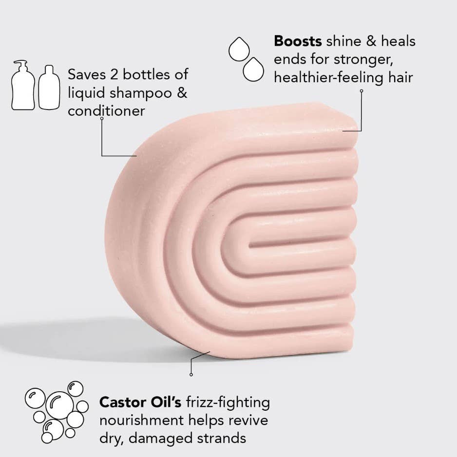 Innovate the Label castor oil conditioner bar designed to save shampoo bottles and revive dry damaged hair