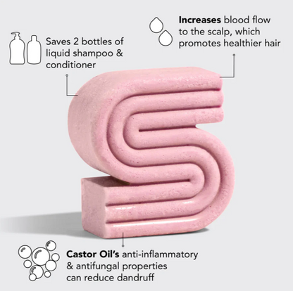 Innovate the Label pink castor oil shampoo bar with anti-inflammatory and antifungal benefits for healthier hair