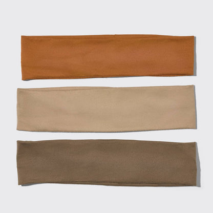 Innovate the Label eco-friendly workout headbands three neutral earth tone sweat-wicking soft fabric